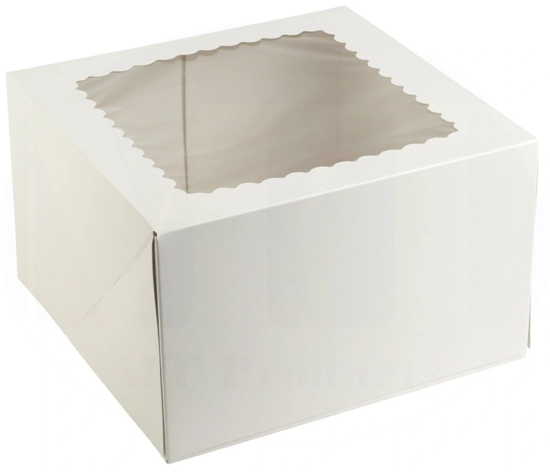 White 10x10x6 Cake Box with Round Cake Boards, 20 Pack